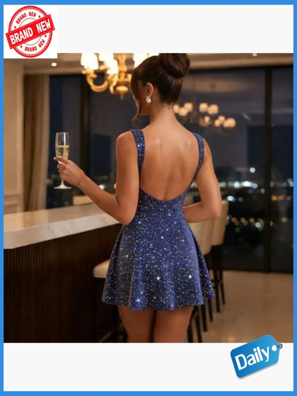 Sexy Backless Mini Dress Sleeveless Off Shoulder Party Club Night Out - Picture 3 of 7